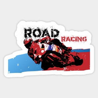 Road racer bike with stencil logo Sticker